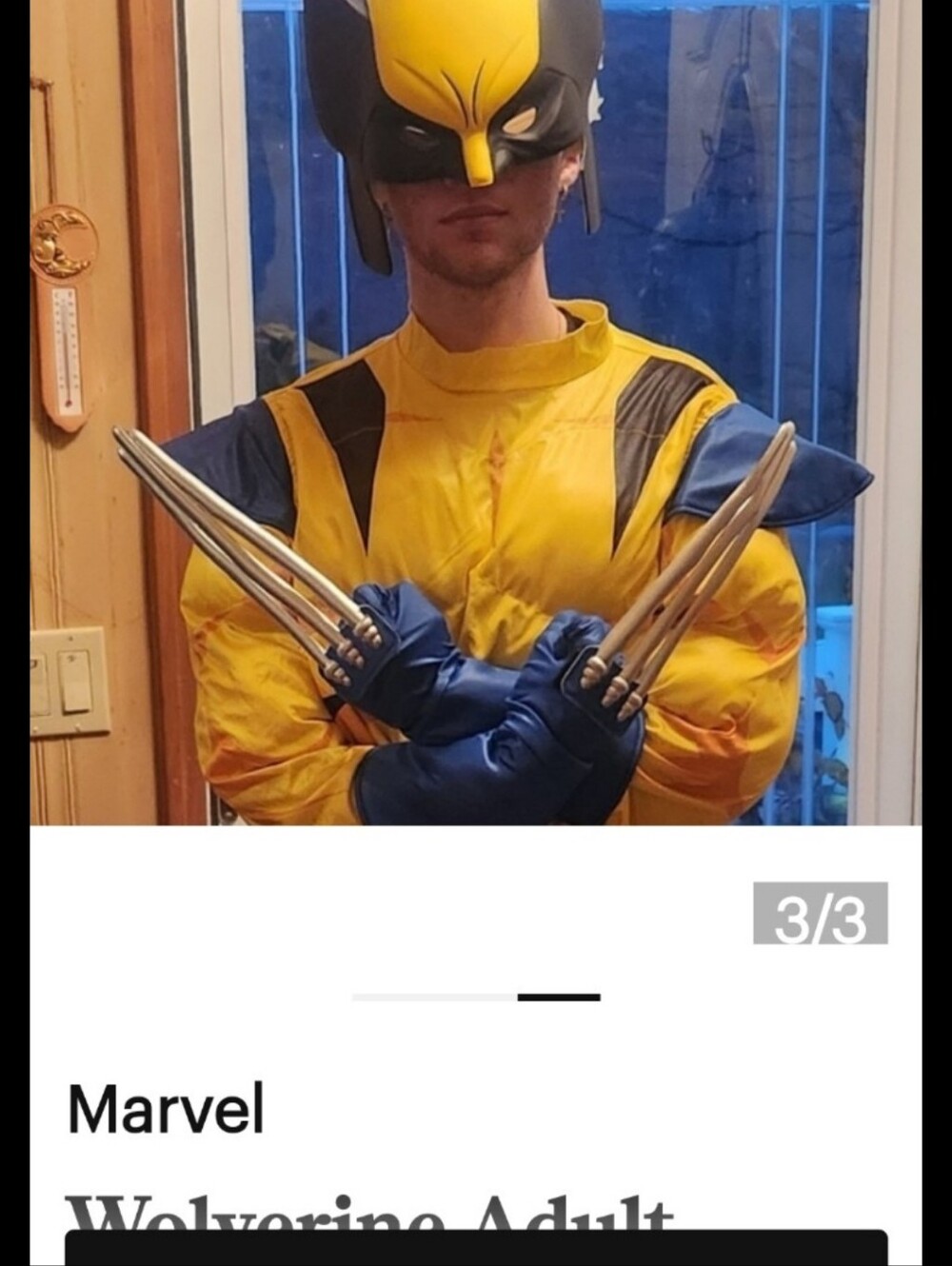 Marvel Wolverine Mens Yellow Costume with Mask and Claws